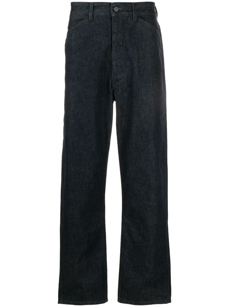 Black Curved Straight Leg Jeans