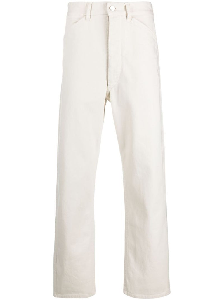 White Curved Straight Leg Jeans