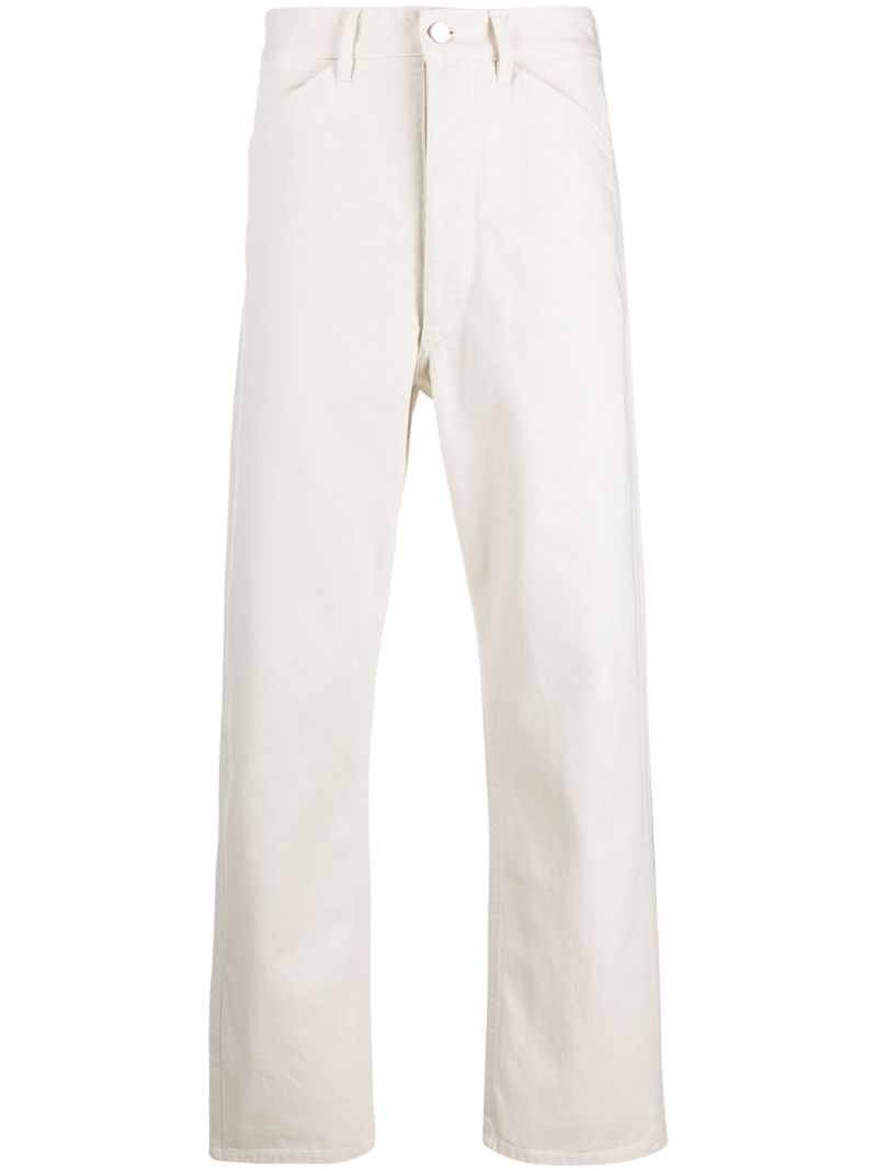 White Curved Straight Leg Jeans