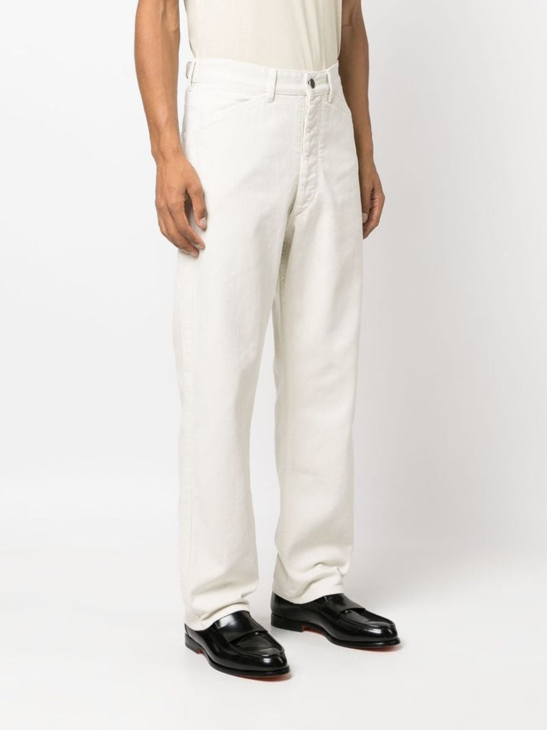 White Curved Straight Leg Jeans