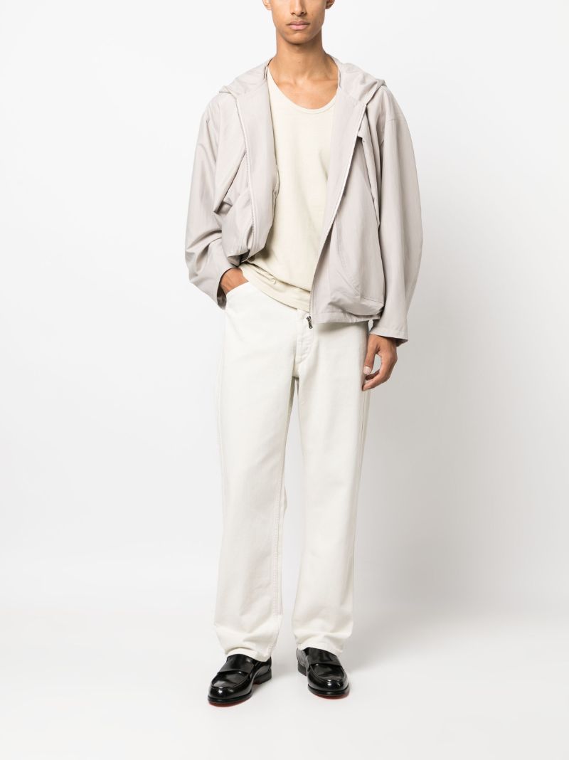 White Curved Straight Leg Jeans