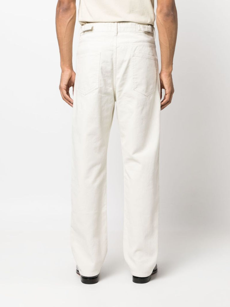 White Curved Straight Leg Jeans