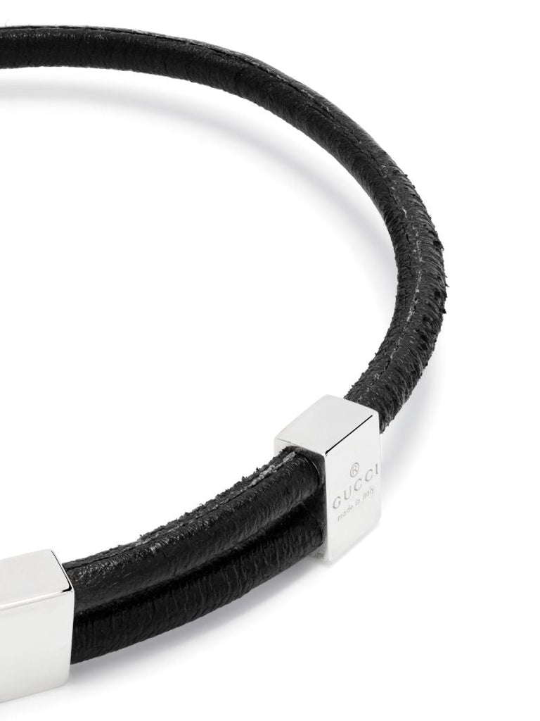Black Diagonal Interlocking G Bracelet