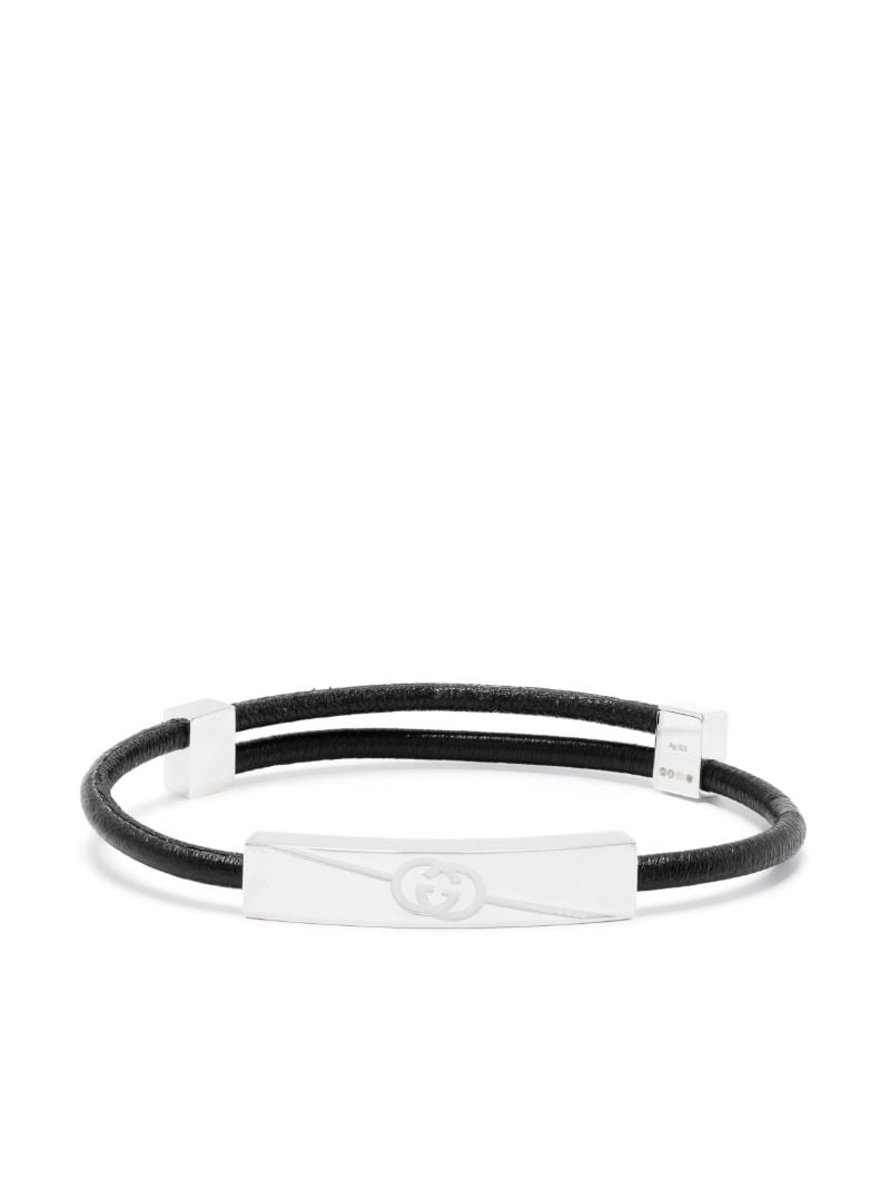 Black Diagonal Interlocking G Bracelet