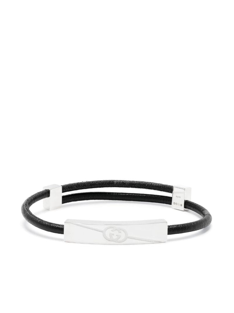 Black Diagonal Interlocking G Bracelet