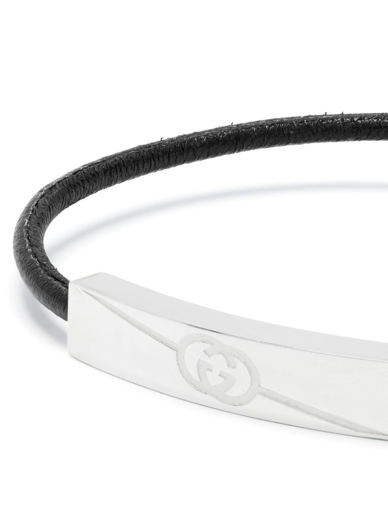 Black Diagonal Interlocking G Bracelet