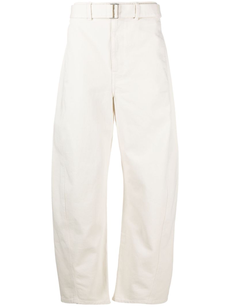 White Twisted Wide-leg Cotton Trousers
