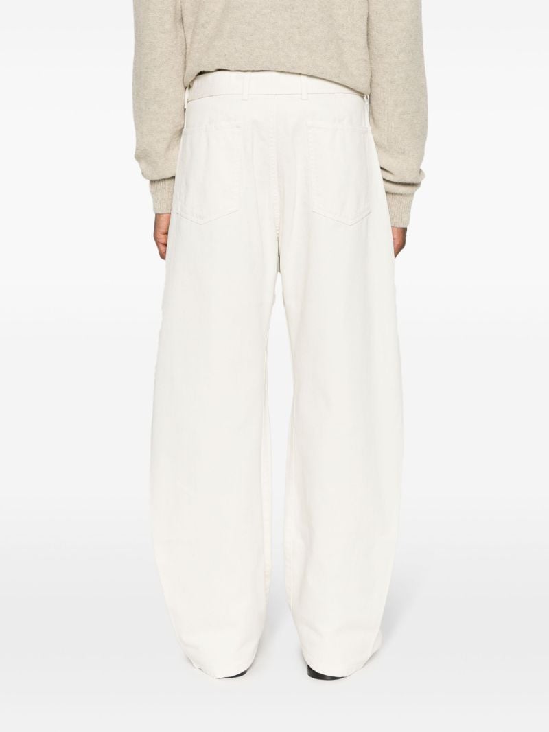 White Twisted Wide-leg Cotton Trousers