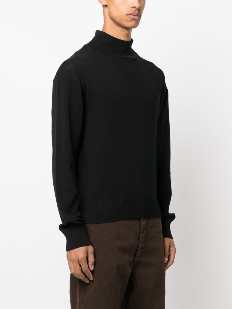 Black Roll Neck Wool Sweater