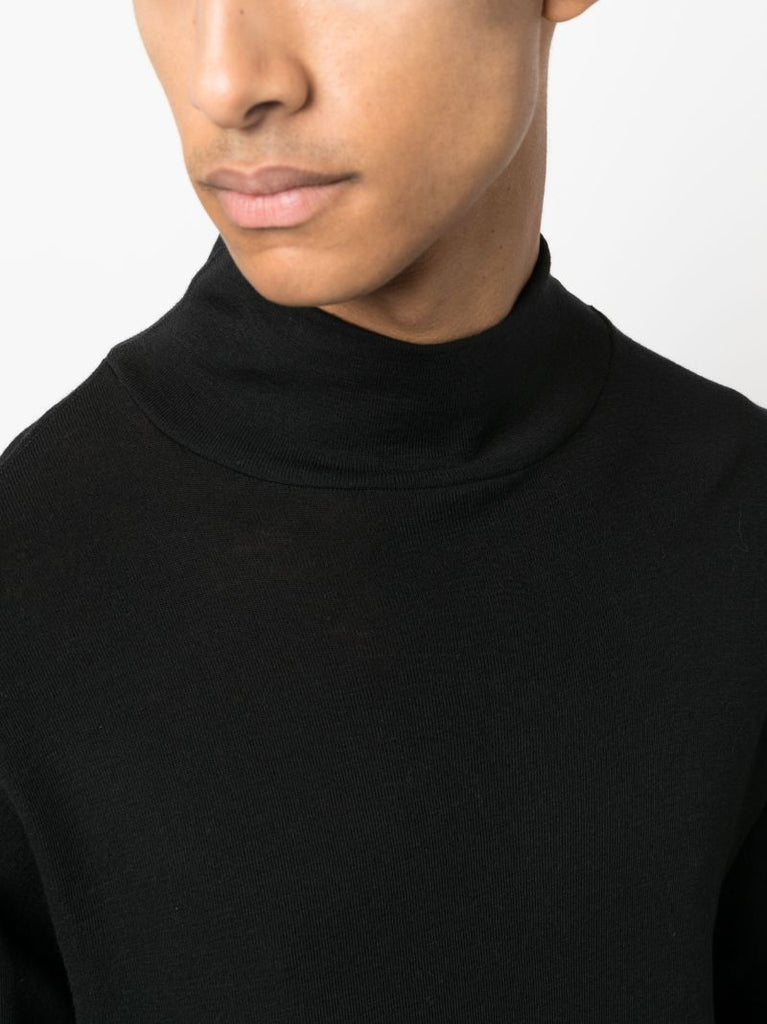 Black Roll Neck Wool Sweater