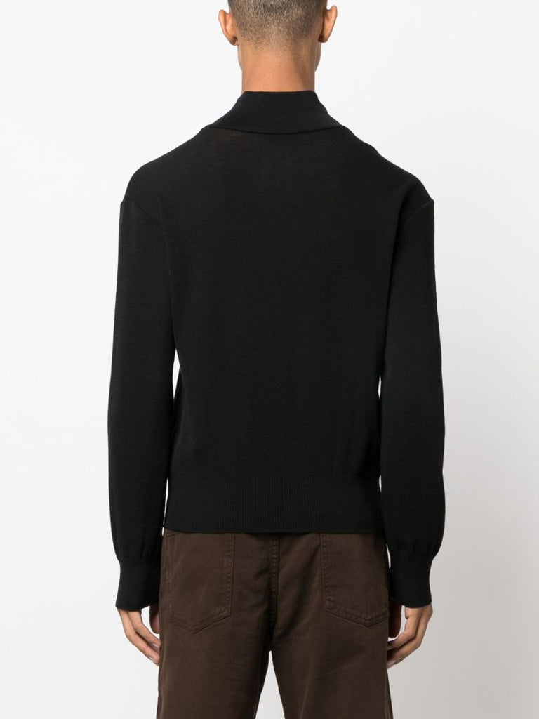 Black Roll Neck Wool Sweater