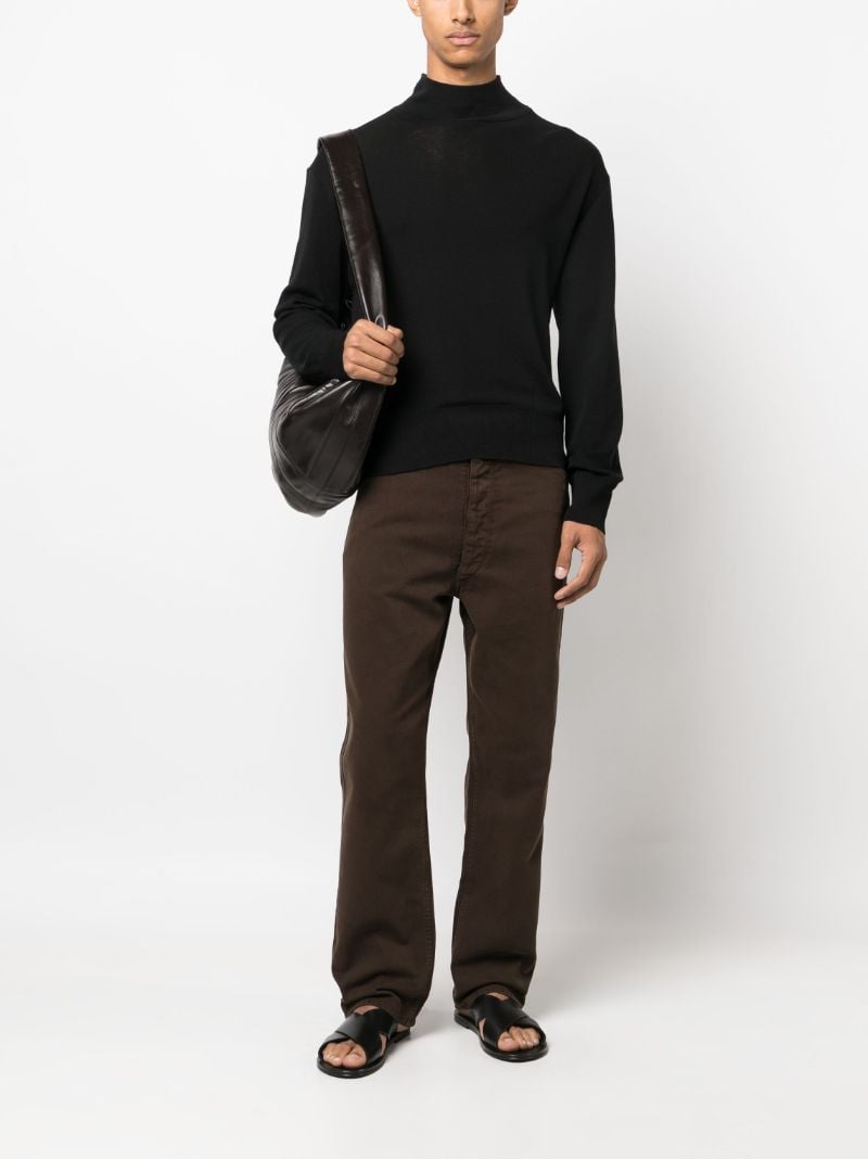 Black Roll Neck Wool Sweater