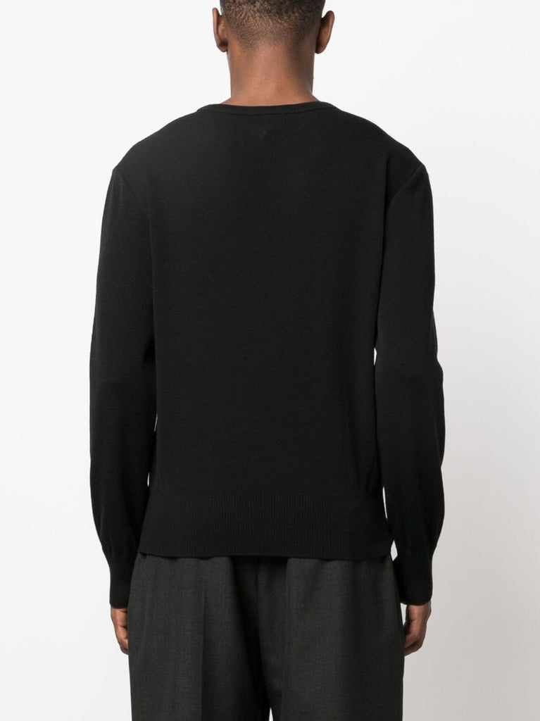 Black Seamless Wool Sweater