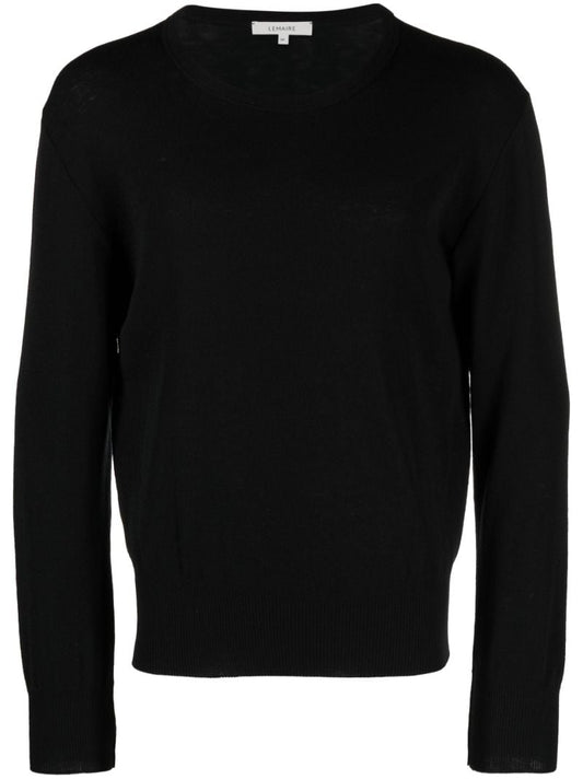Black Seamless Wool Sweater