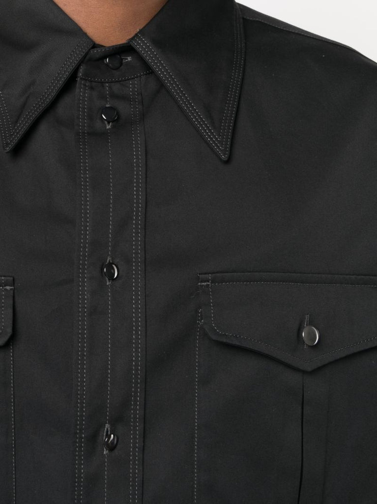 Black Cotton Western Shirt