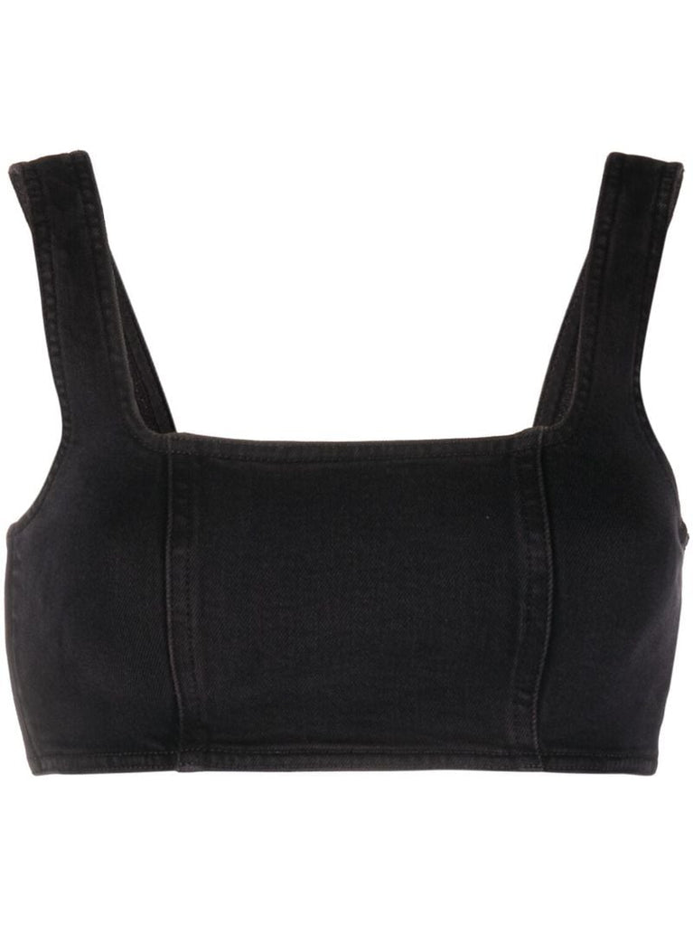 Black Compression Denim Sports Bra