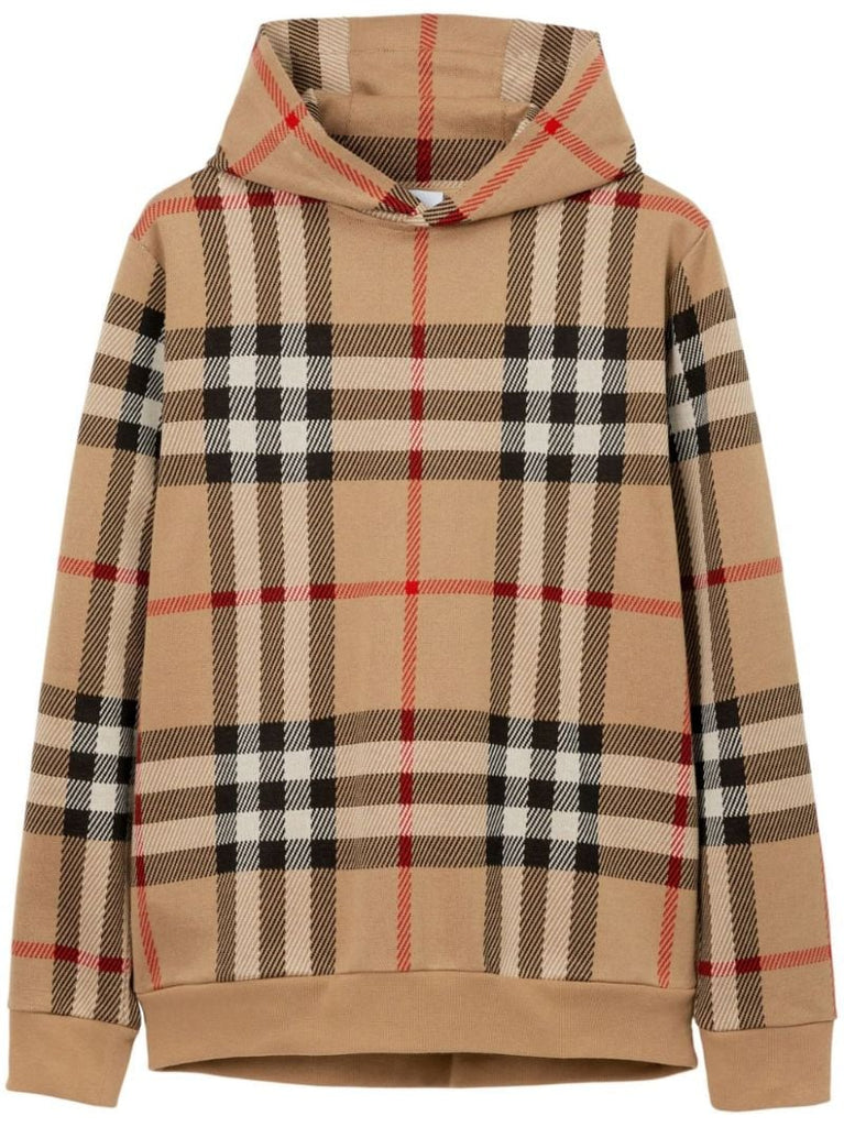 Neutral House-check Cotton Hoodie
