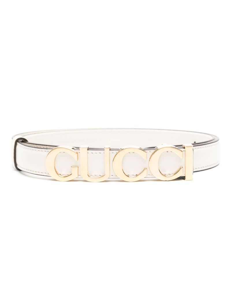 White Buckle Thin Leather Belt