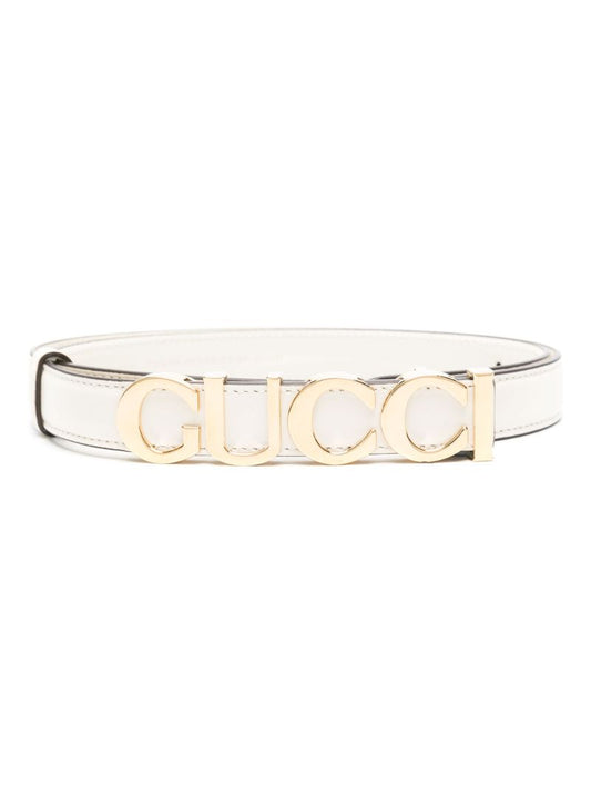 White Buckle Thin Leather Belt