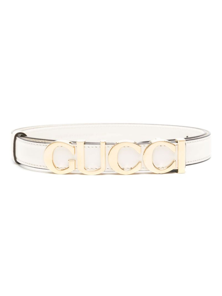 White Buckle Thin Leather Belt