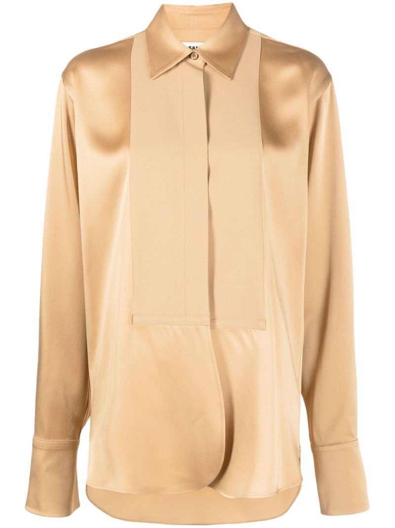 Brown Satin Long-sleeve Shirt