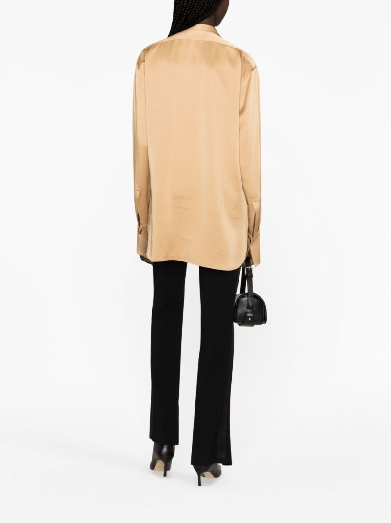 Brown Satin Long-sleeve Shirt