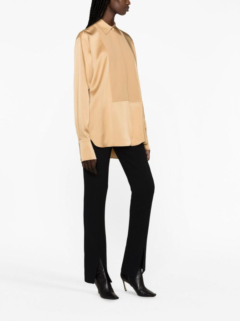 Brown Satin Long-sleeve Shirt