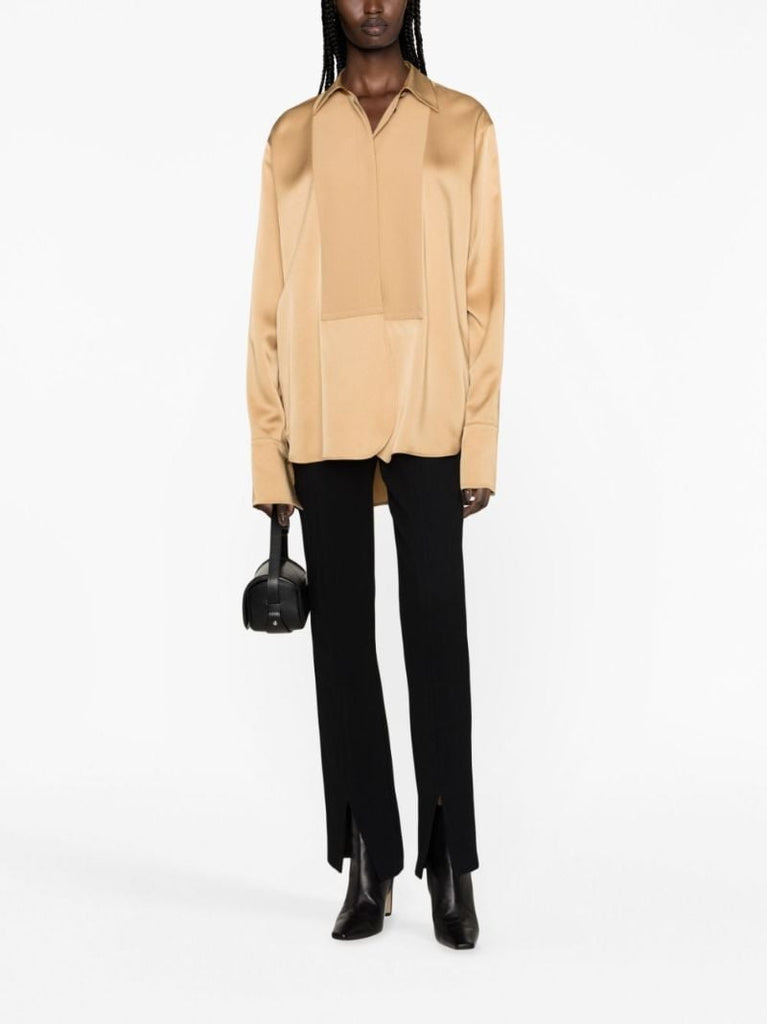Brown Satin Long-sleeve Shirt