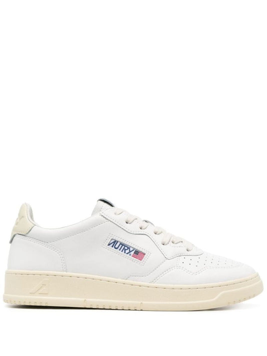 White Medalist Leather Sneakers