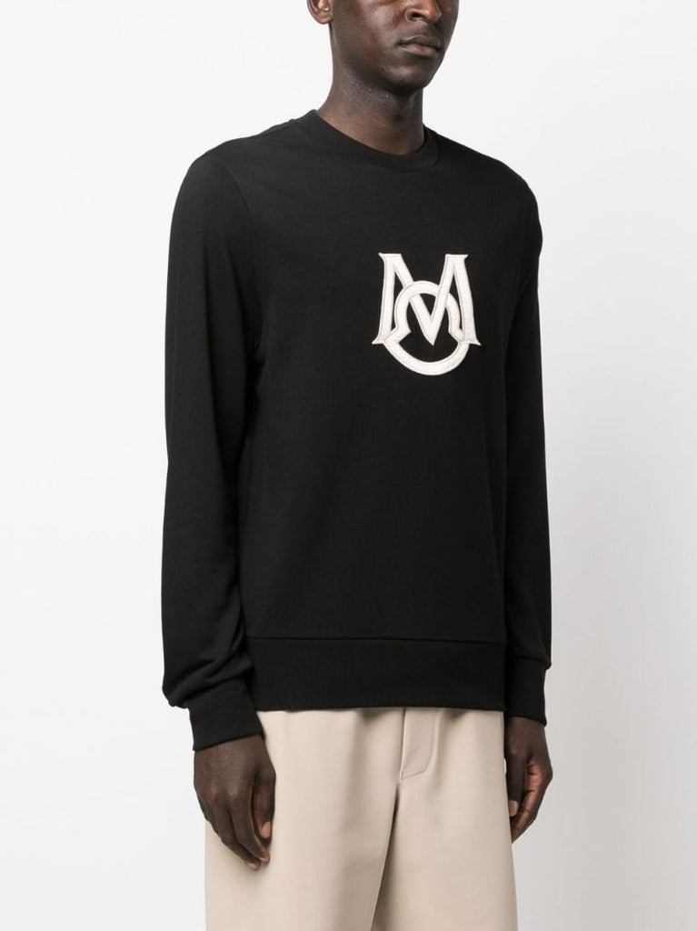 Black Monogram Print Cotton Sweatshirt