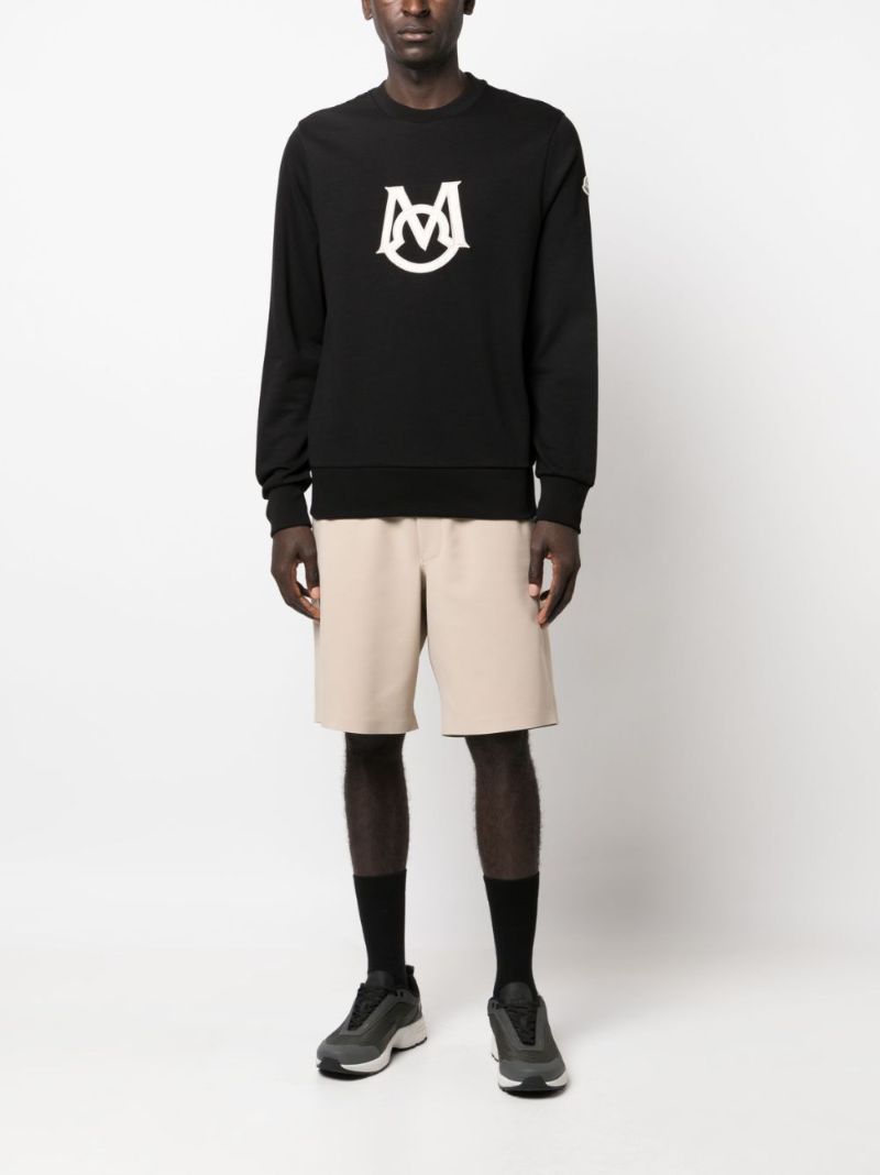 Black Monogram Print Cotton Sweatshirt