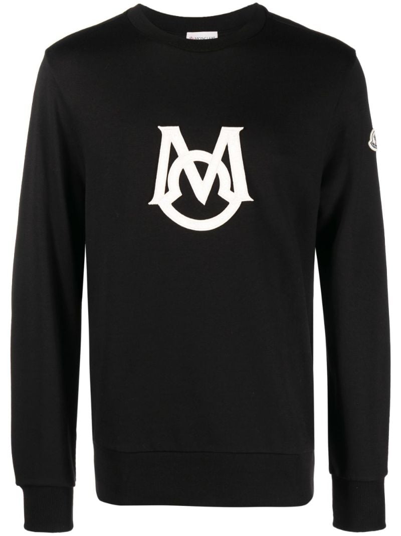 Black Monogram Print Cotton Sweatshirt
