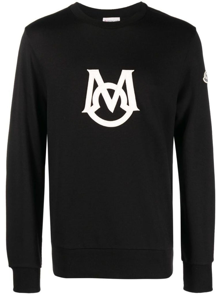 Black Monogram Print Cotton Sweatshirt