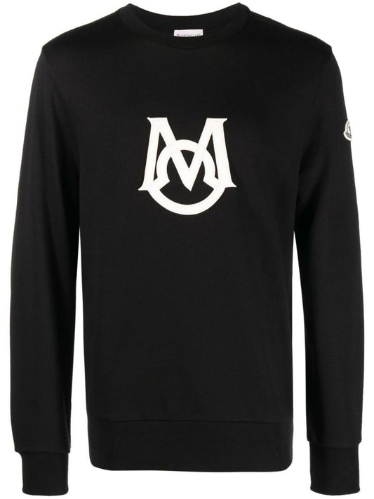 Black Monogram Print Cotton Sweatshirt