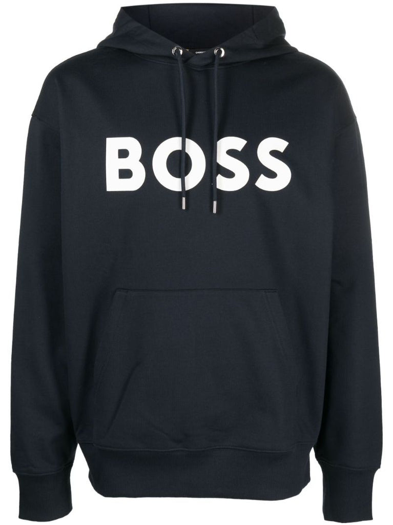 Blue Logo-print Cotton Hoodie