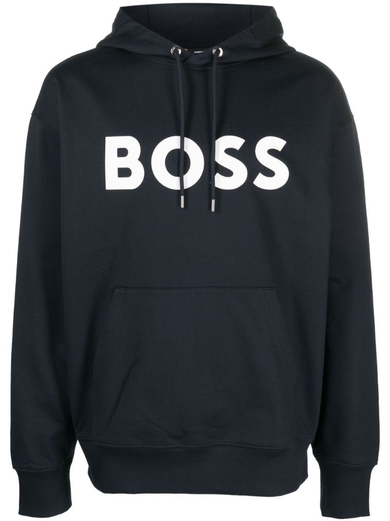 Blue Logo-print Cotton Hoodie