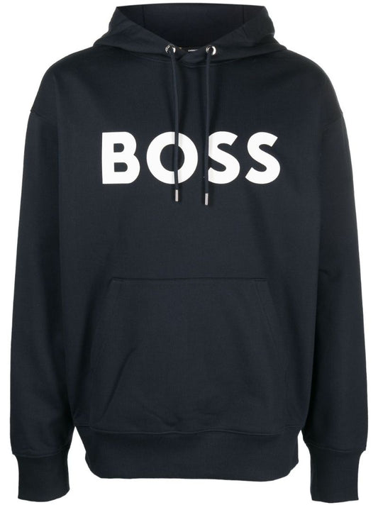 Blue Logo-print Cotton Hoodie
