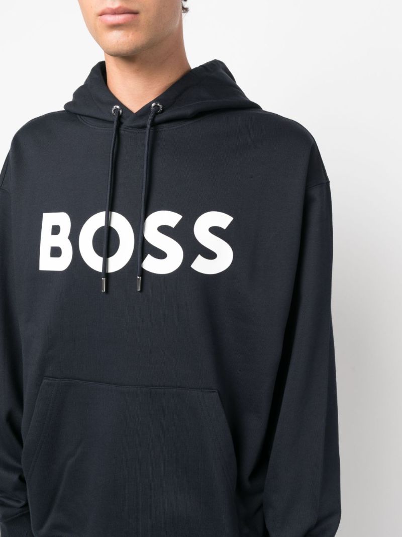 Blue Logo-print Cotton Hoodie