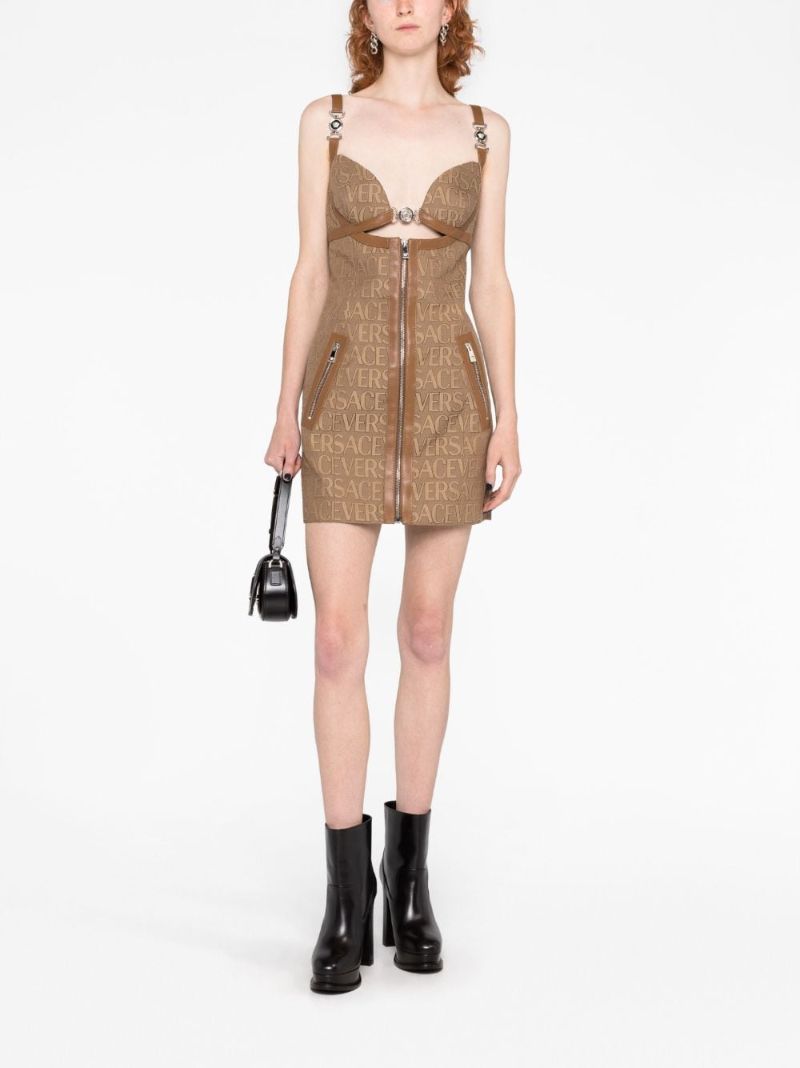 Brown Versace Allover Mini Dress