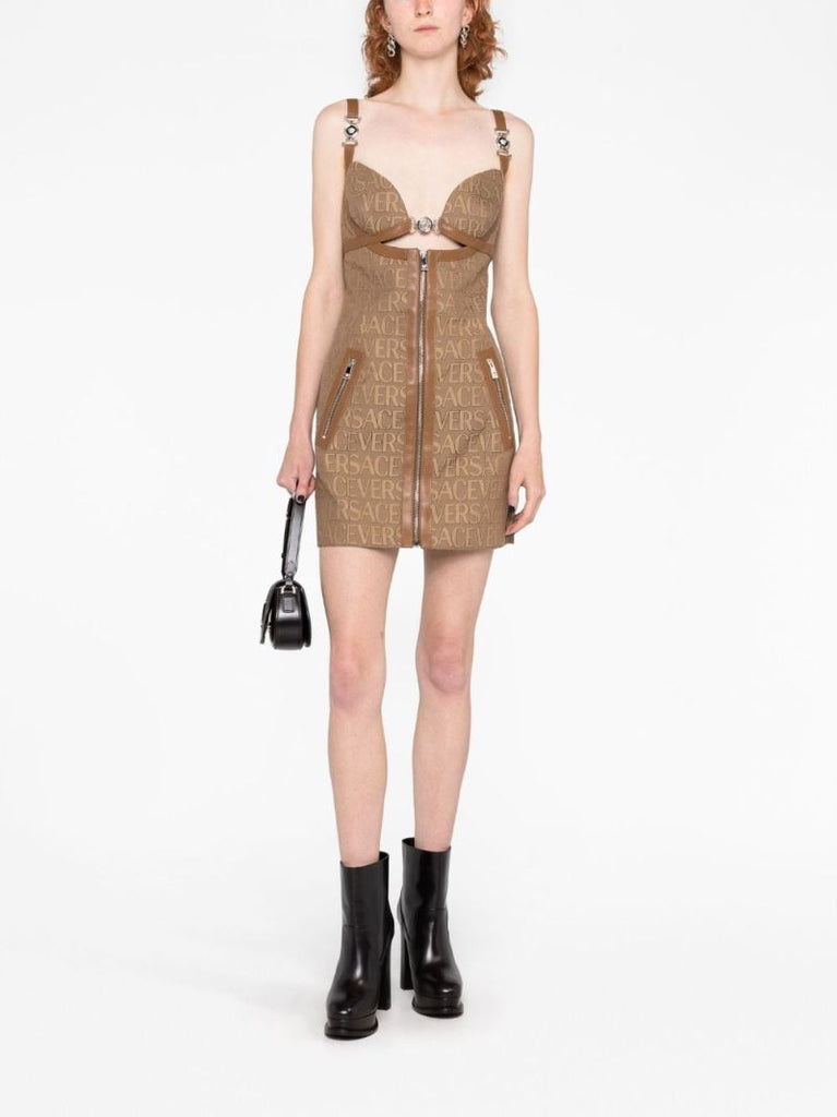 Brown Versace Allover Mini Dress