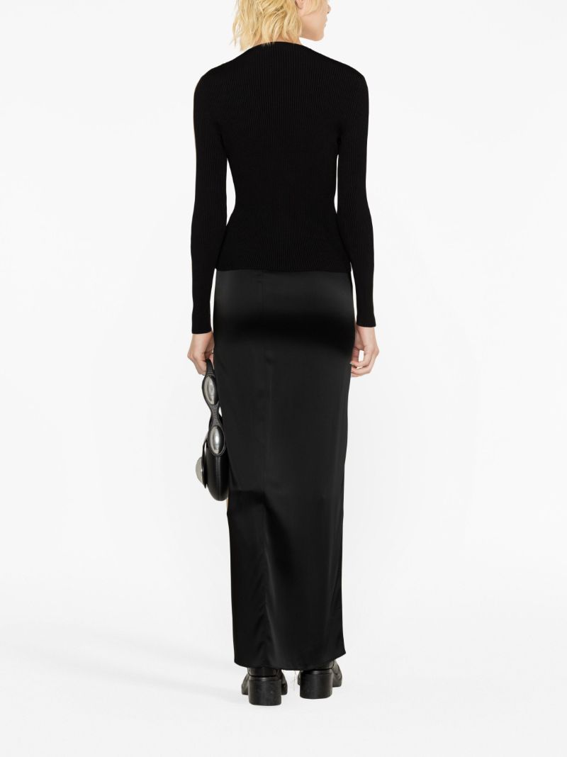 Black Ribbed Zip-up Top