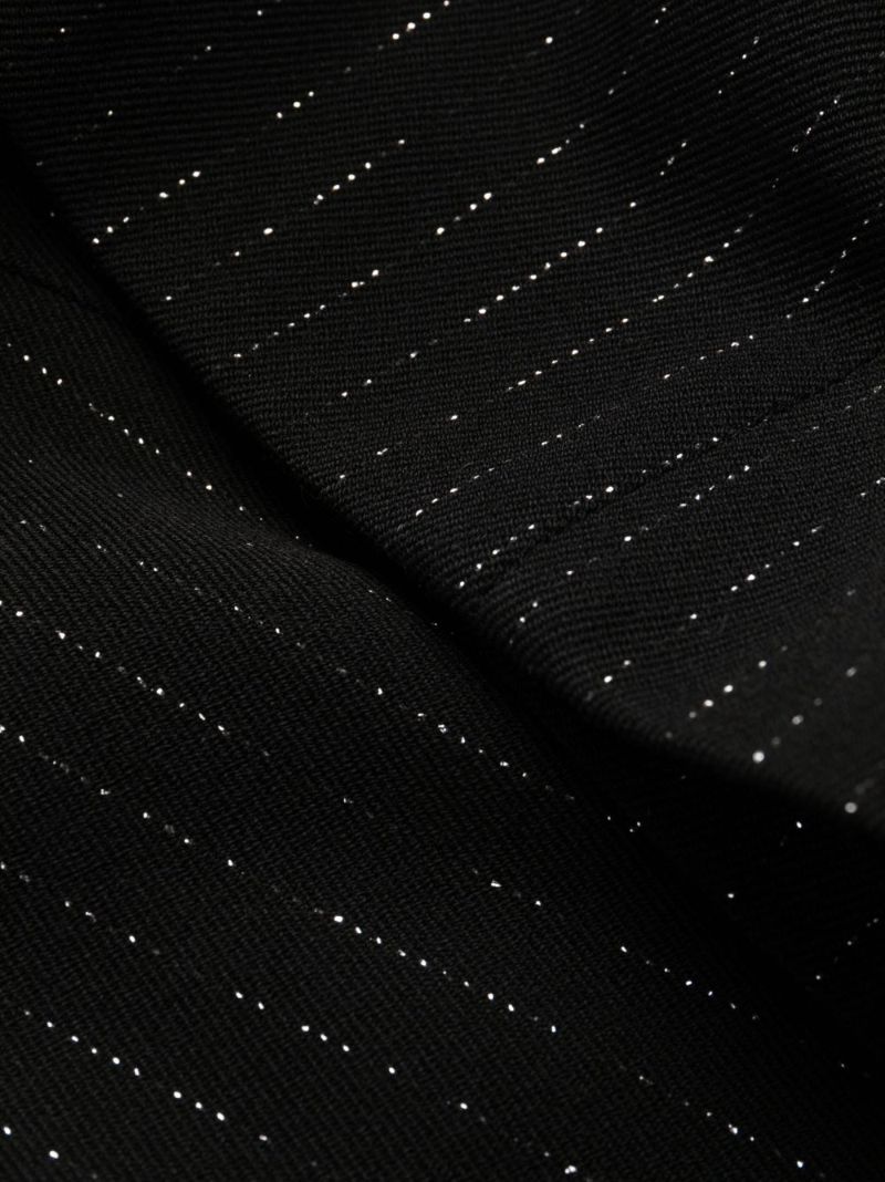 Black Pinstripe Flared Wool Trousers