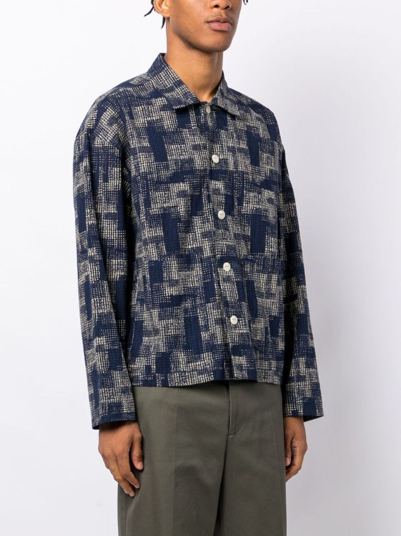 Blue Textured Cotton Shirt