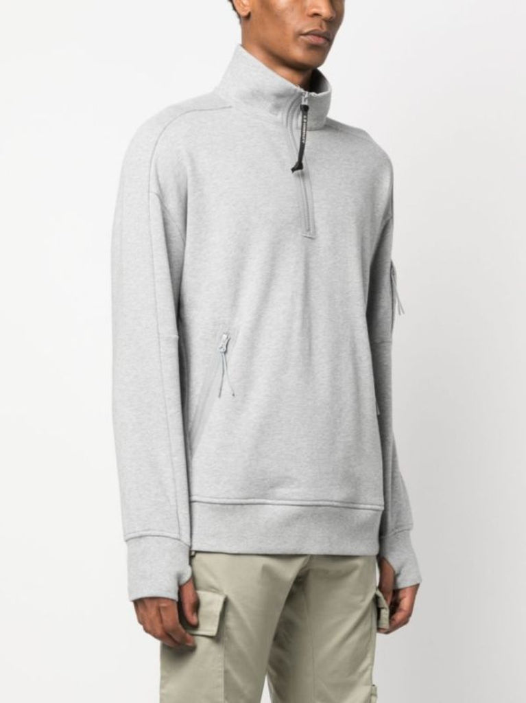 Grey Diagonal Raised Cotton Sweatshirt
