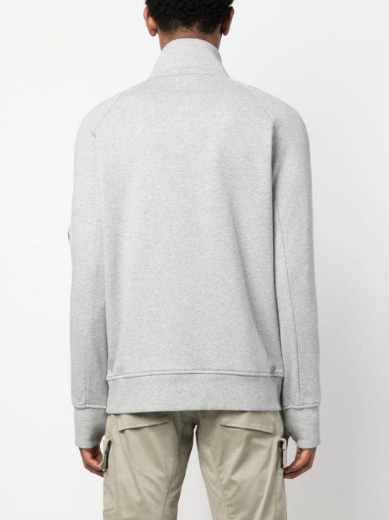 Grey Diagonal Raised Cotton Sweatshirt