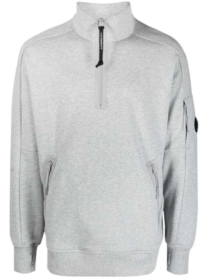 Grey Diagonal Raised Cotton Sweatshirt