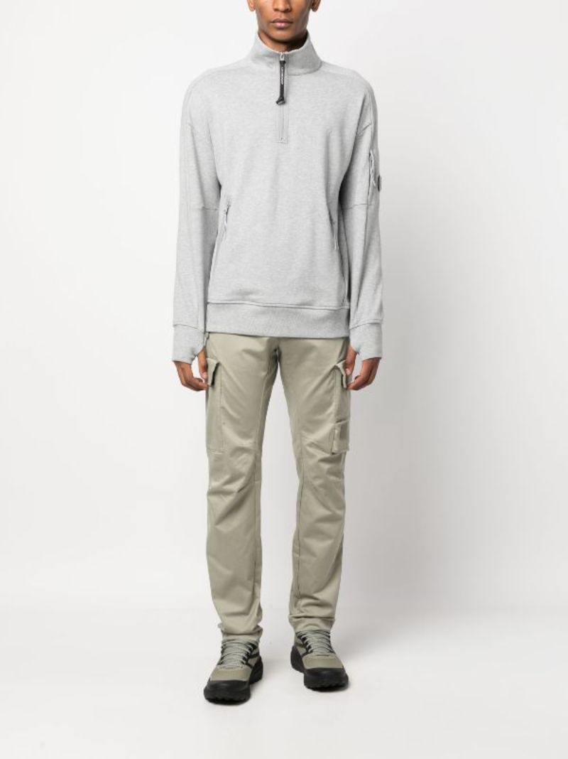 Grey Diagonal Raised Cotton Sweatshirt