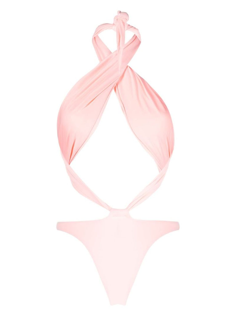 Pink Crossover Halterneck Swimsuit