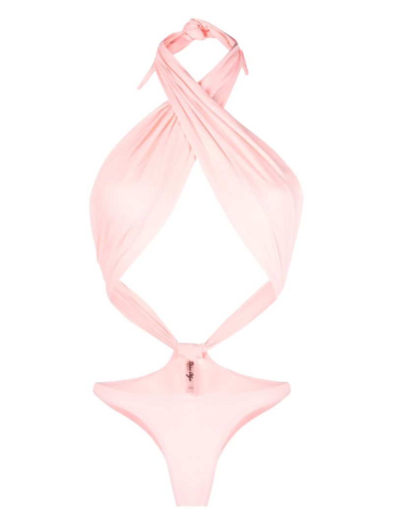 Pink Crossover Halterneck Swimsuit