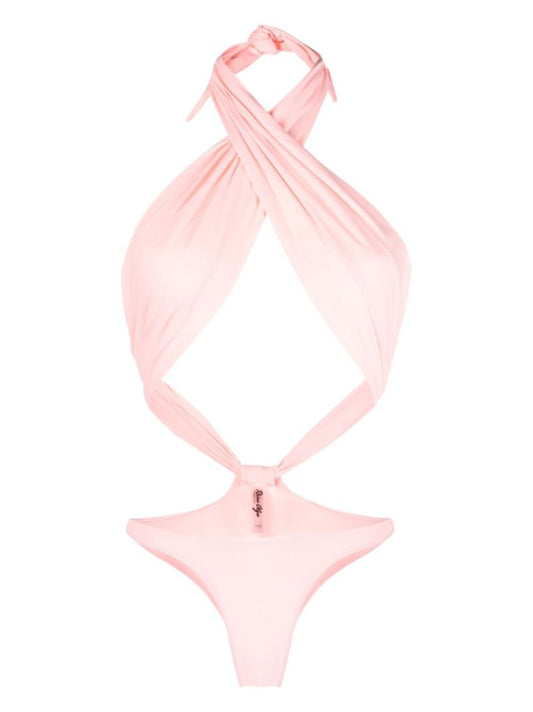 Pink Crossover Halterneck Swimsuit